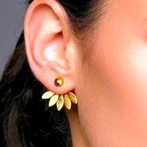 Gold stud flower petal fan earrings 3 for $30